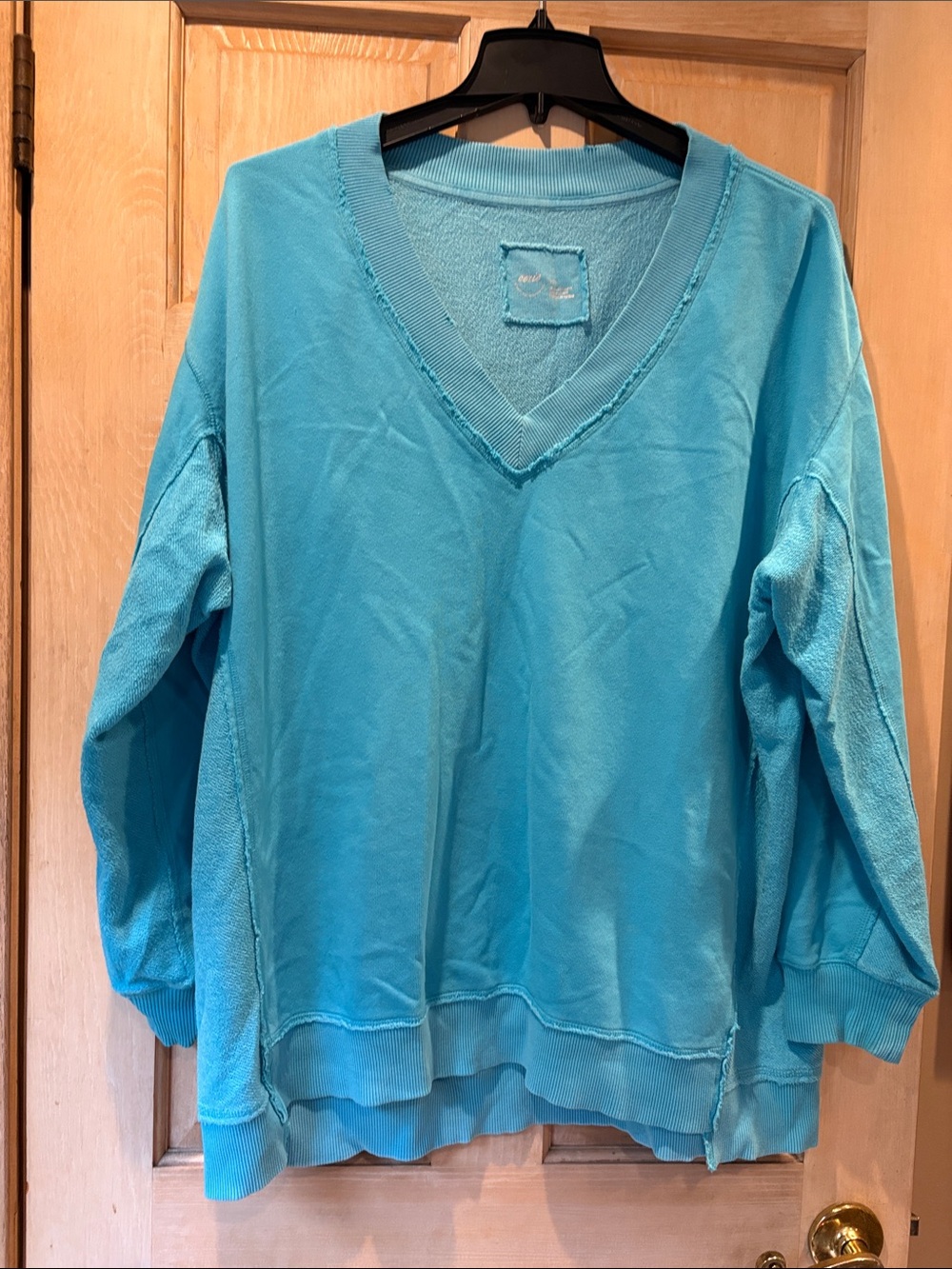 aerie Turquoise V-Neck Lightweight Pullover Sweatshirt M